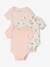 Pack of 3 short-sleeved baby bodysuits pale pink 