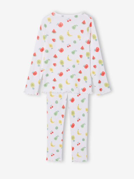 Pack of 2 girls' long-sleeved pyjamas ecru 