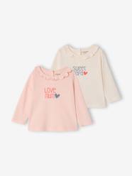Baby-T-shirts & Roll Neck T-Shirts-T-Shirts-Pack of 2 long-sleeved frilled T-shirts 
