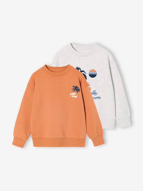 Pack of 2 'Cool and Fun' sweatshirts terracotta+tomato red 