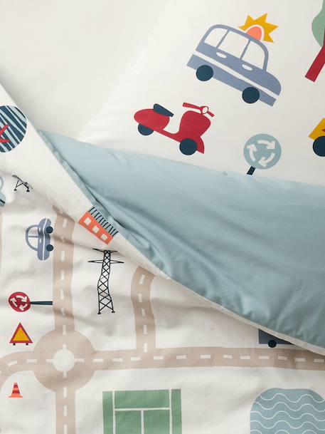 Magicouette CIRCUIT VOITURE bedding set, with recycled cotton printed white 