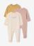Pack of 3 Organic Cotton Sleepsuits for Babies beige+ecru+sage green 