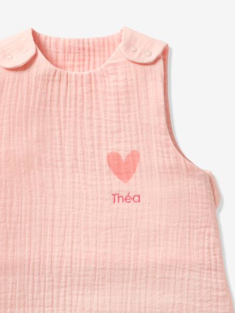 Summer Baby Sleeping Bag in Organic Cotton* Gauze, No Lining coral+grey blue+vanilla 