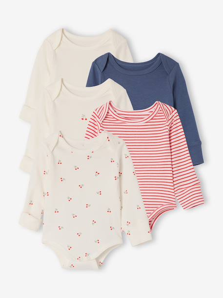 Pack of 2 long-sleeved cherry bodysuits red 