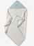 Customisable cotton muslin bath cape and wash mitt MARGUERITE printed blue 
