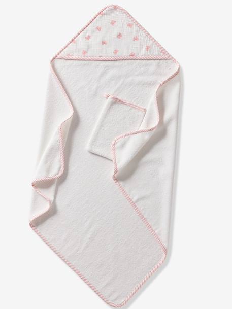 Bath Cape & Wash Mitt with Bows printed white 