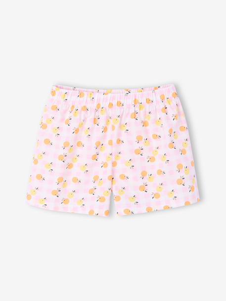 Pack of 2 girls' cotton pyjama shorts pale yellow 