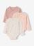 Pack of 3 long-sleeved newborn bodysuits dusky pink 