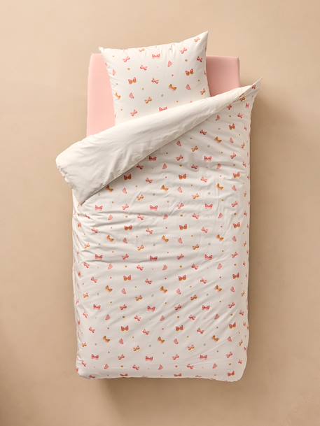Duvet Cover & Pillowcase Set with Recycled Cotton, FLIGHT printed pink 