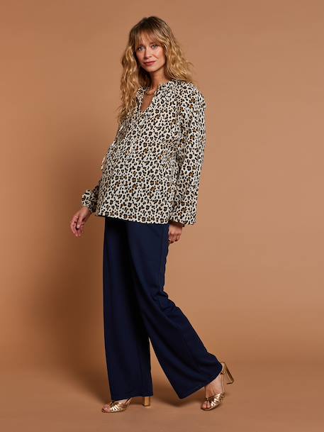 Leopard print nursing shirt ecru 