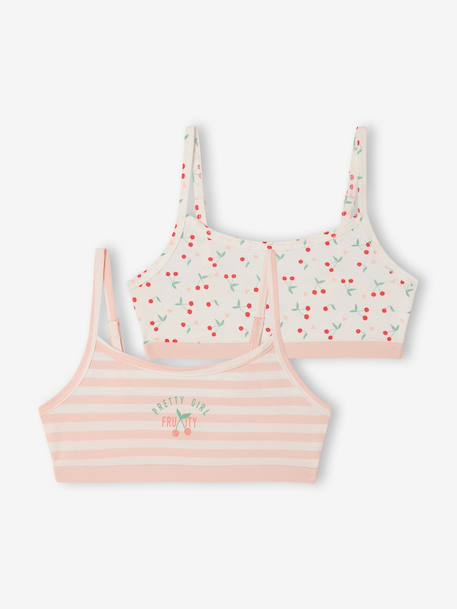 Pack of 2 organic cotton girls bras rose 