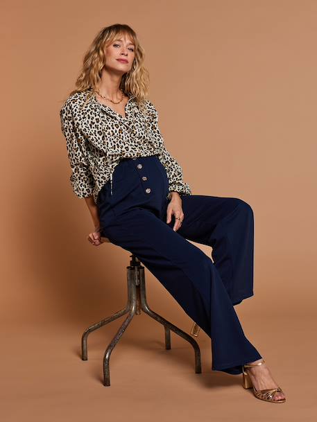 Leopard print nursing shirt ecru 