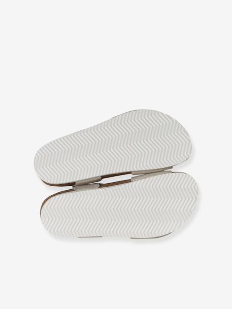 Leather sandals with double buckles gold+pale pink 
