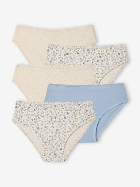 Pack of 5 girls' ribbed briefs ecru 