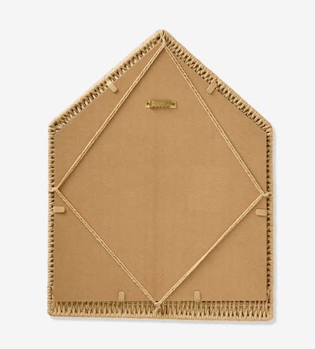 House-shaped mirror in paper rope beige 