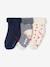 Pack of 3 pairs of 'hearts' socks for baby girls ecru+hazel 