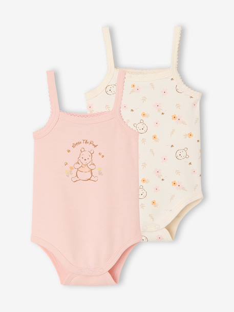 Pack of 2 WINNIE L'OURSON sleeveless bodysuits pale pink 