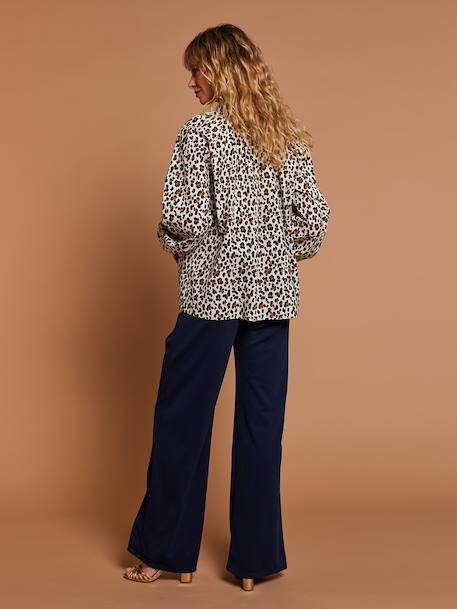 Leopard print nursing shirt ecru 