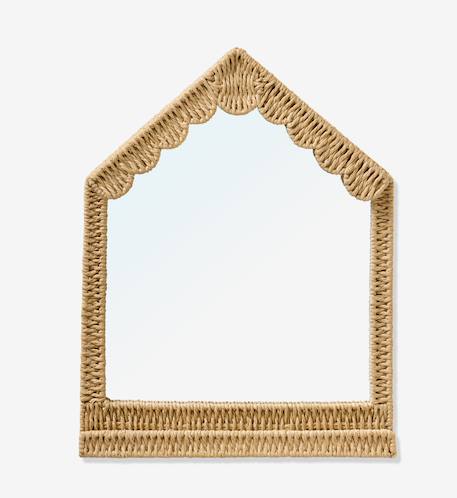 Paper rope house mirror beige 