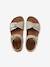 Leather sandals with double buckles gold+pale pink 