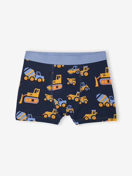 Pack of 2 boys' boxers with digger print ocean blue 