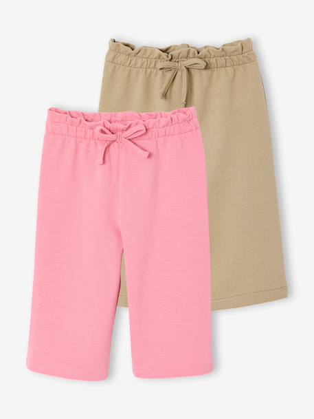 Pack of 2 wide-leg trousers for baby girls rose 