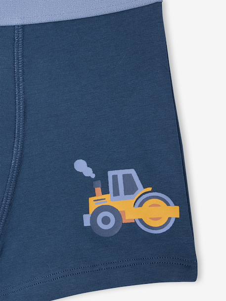 Pack of 2 boys' boxers with digger print ocean blue 