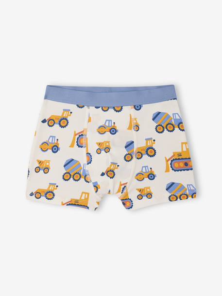 Pack of 2 boys' boxers with digger print ocean blue 