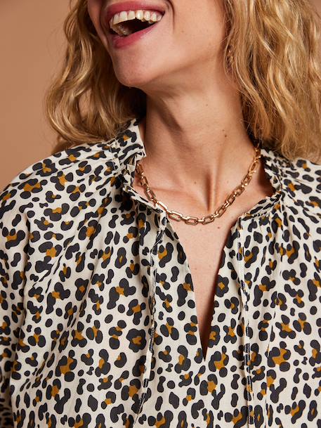 Leopard print nursing shirt ecru 