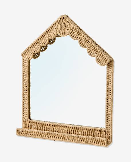 Paper rope house mirror beige 