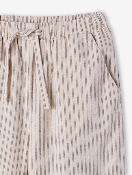 Girl's wide leg fluid trousers striped beige 