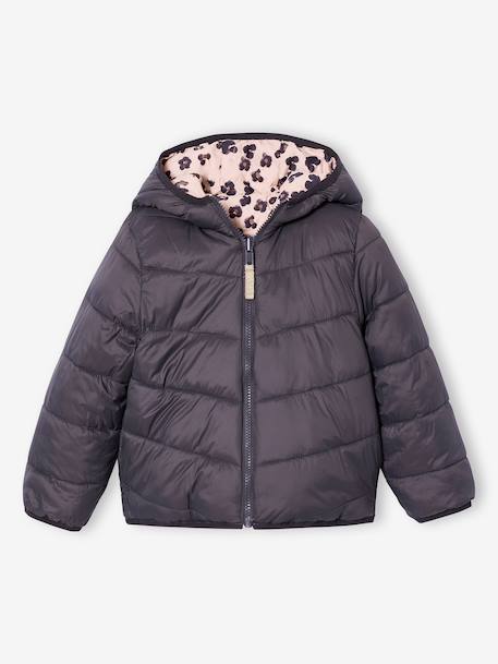 Reversible Lightweight Jacket for Girls anthracite+mauve+pale pink 