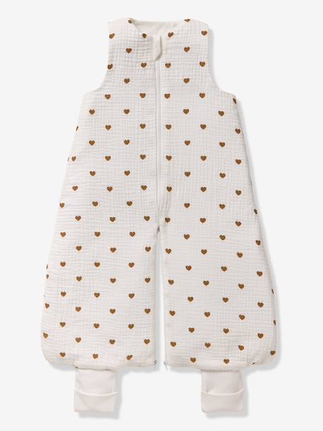 Cotton muslin HEARTS summer pramwsuit printed white 