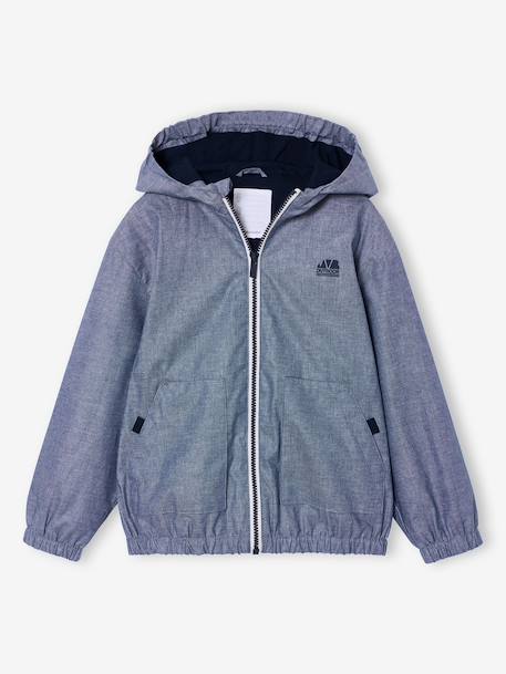 Boy's zipped hooded windcheater chambray blue 