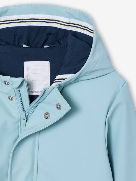 Hooded rain coat with multiple pockets aqua green 