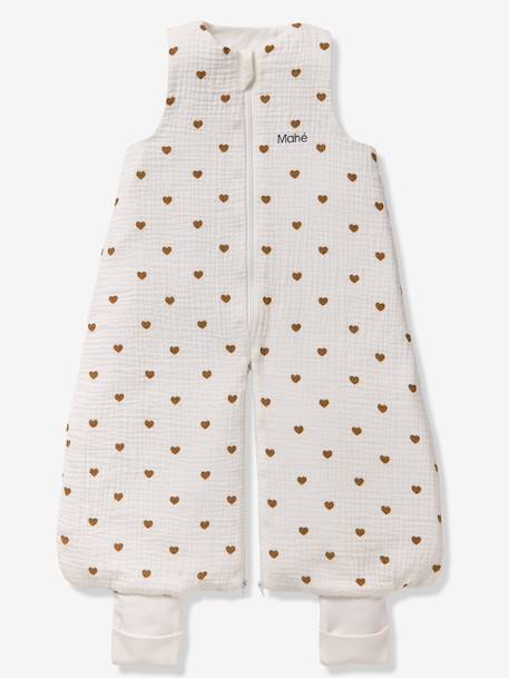 Cotton muslin HEARTS summer pramwsuit printed white 