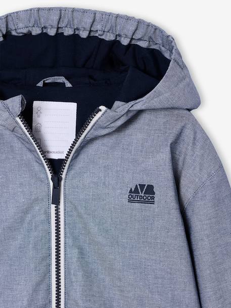 Boy's zipped hooded windcheater chambray blue 