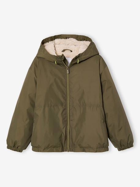 Windcheater with Sherpa-Lined Hood for Boys caramel+khaki+navy blue+olive 