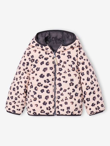 Reversible Lightweight Jacket for Girls anthracite+mauve+pale pink 
