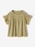 Girl's t-shirt with embroidered details coral+ecru+khaki 