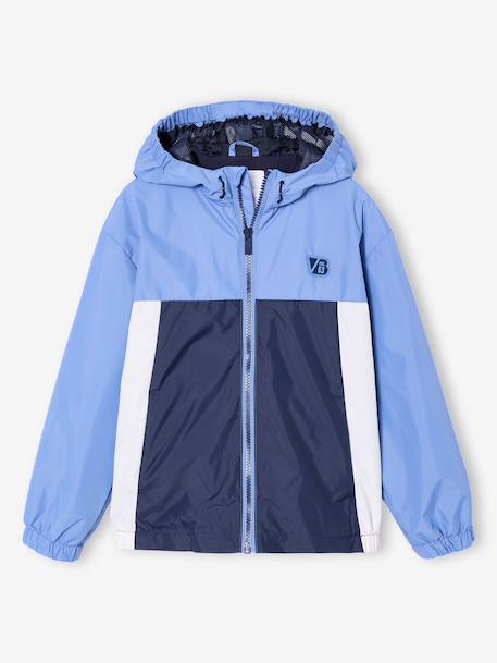 Colourblock windbreaker jacket for boys aqua green+medium blue 