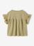 Girl's t-shirt with embroidered details coral+ecru+khaki 