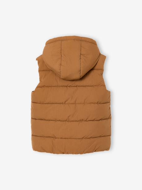 Lightweight Hooded Waistcoat for Boys pecan nut 