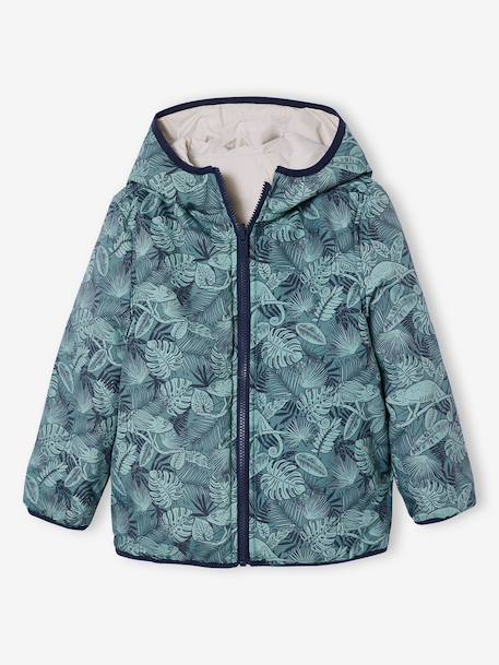 Reversible lightweight puffer jacket for boys green 