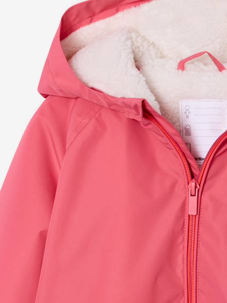 Sherpa-Lined Hooded Windcheater for Girls navy blue+rose 