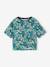 Tropical short-sleeved T-shirt with knot navy blue+pale pink 