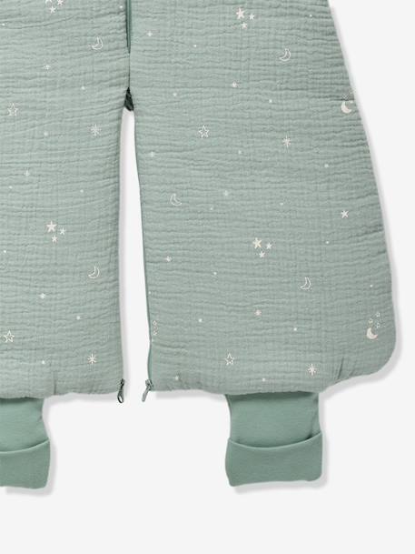 Sleeveless Cotton Muslin Travel Jumpsuit with Moon & Stars Print sage green 