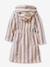 Customisable children's bear bathrobe, with recycled cotton striped beige 