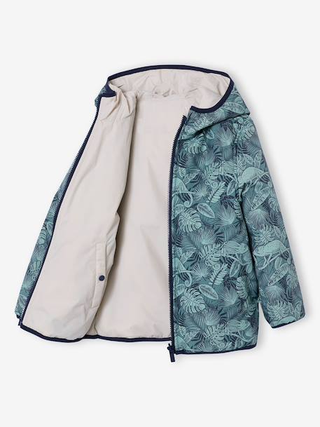 Reversible lightweight puffer jacket for boys green 