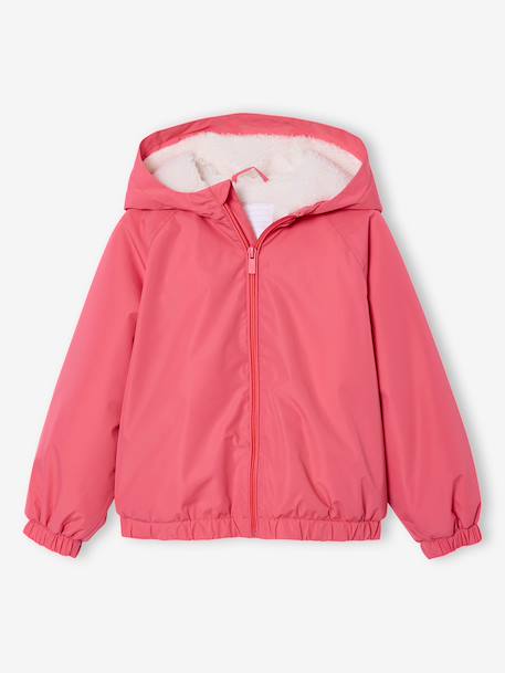 Sherpa-Lined Hooded Windcheater for Girls navy blue+rose 